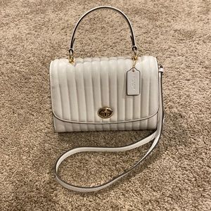 Cream Ribbed Coach bag